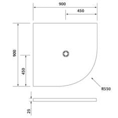 POLYSAN FLEXIA vanička z liateho mramoru štvrťkruh, s možnosťou úpravy rozmeru, 90x90x3cm, R550 - Polysan