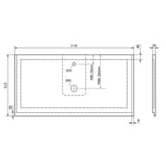 SAPHO TREOS pracovná doska 1116x513 mm, rockstone, biela mat TX112-0101 - Sapho