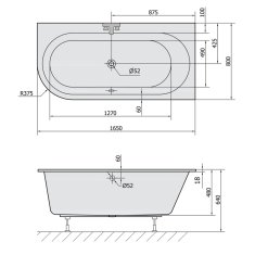 POLYSAN ASTRA R SLIM asymetrická vaňa 165x80x48cm, biela 34611S - Polysan