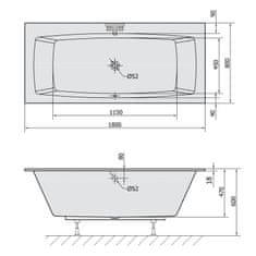 POLYSAN KVADRA SLIM obdĺžniková vaňa 180x80x47cm, biela 17611S - Polysan