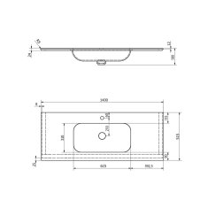 SAPHO ARUBA umývadlo uprostred, 140x51, 5 cm, Rockstone biela mat AR140-B1M - Sapho