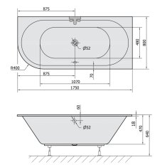 POLYSAN VIVA R SLIM asymetrická vaňa 175x80x47cm, biela 78119S - Polysan