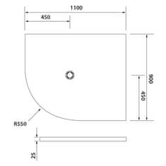 POLYSAN FLEXIA vanička z liateho mramoru štvrťkruh, s možnosťou úpravy rozmeru, 110x90x3cm, R550, pravá - Polysan