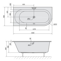 POLYSAN ASTRA L SLIM asymetrická vaňa 165x80x48cm, biela 33611S - Polysan