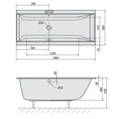 POLYSAN CLEO SLIM obdĺžniková vaňa 180x90x48cm, biela 13111S - Polysan