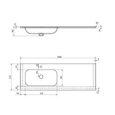 SAPHO ARUBA umývadlo vľavo, 190x51, 5 cm, Rockstone biela mat AR190-B1L - Sapho