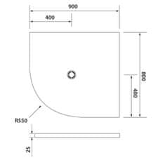 SAPHO FLEXIA vanička z liateho mramoru štvrťkruh, s možnosťou úpravy rozmeru, 90x80x3cm, R550, pravá - Sapho