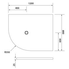 POLYSAN FLEXIA vanička z liateho mramoru štvrťkruh, s možnosťou úpravy rozmeru, 120x80x3cm, R550, pravá - Polysan