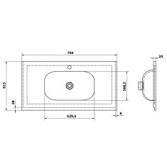 SAPHO TREOS umývadlo 76,6x51,3 cm, rockstone, biela mat TS077-0101 - Sapho