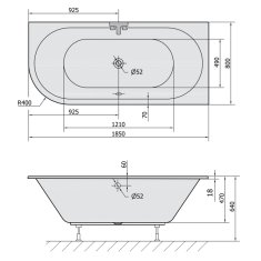 POLYSAN VIVA R SLIM asymetrická vaňa 185x80x47cm, biela 72129S - Polysan