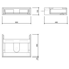 SAPHO AVICE umývadlová zásuvka 60x15x48cm, biela (AV605) AV605-3030 - Sapho