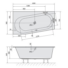 POLYSAN ASTRA WL SLIM asymetrická vaňa 165x90x48cm, biela 30611S - Polysan