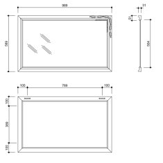 SAPHO BOHEMIA zrkadlo v drevenom ráme 589x989mm, zlatá NL484 - Sapho