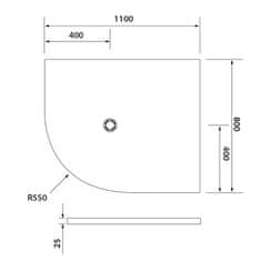 SAPHO FLEXIA vanička z liateho mramoru štvrťkruh, s možnosťou úpravy rozmeru, 110x80x3cm, R550, pravá - Sapho