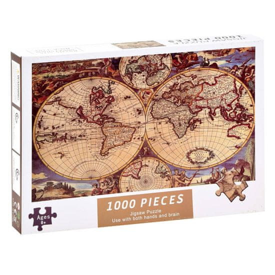 JOKOMISIADA Puzzle starožitné staré MAPY SVETA 1000 dielikov ZA3963