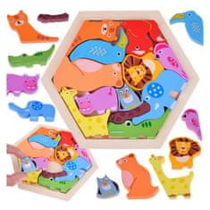 JOKOMISIADA Farebné drevené puzzle Zoo zvieratá 13 ele ZA4759