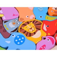 JOKOMISIADA Farebné drevené puzzle Zoo zvieratá 13 ele ZA4759