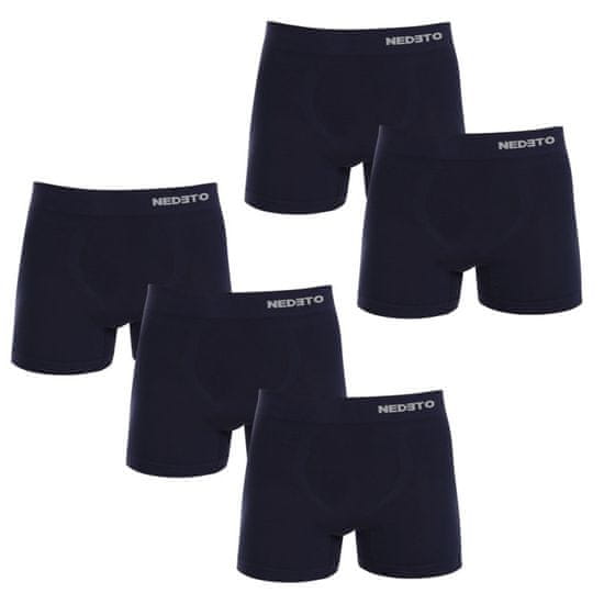 Nedeto 5PACK pánske boxerky bezšvové bambusové modre (5NDTB002S)