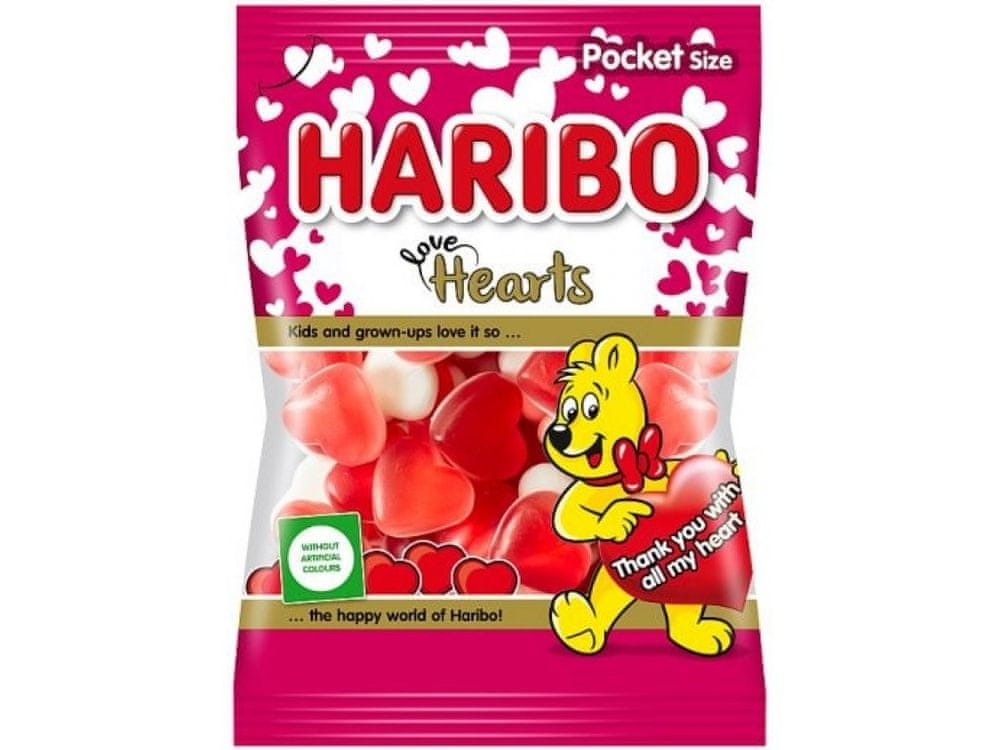 Haribo Love Hearts želé srdce s ovocnými príchuťami 80g