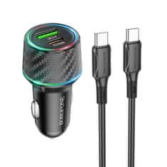 Borofone Nabíjačka do auta BZ21 s káblom USB-C Duálna 48W čierna