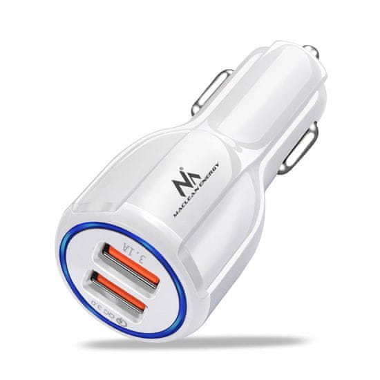 Maclean Autonabíjačka Maclean, Qualcomm Quick Charge, QC 3.0 - 5V/3A, 9V/1.8A, 12V/1.6A, zásuvka 5V/3.1A, biela, MCE478 W