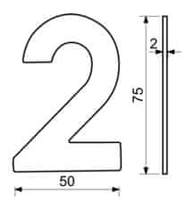 Číslo domovej č.2 75mm nerez ČER