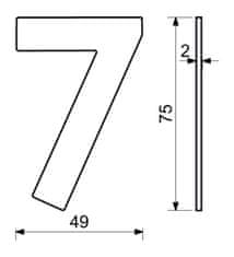 Číslo domové č.7 75mm nerez ČER