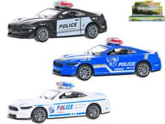 Auto policajné 11 cm 1:36 kov na spätný chod (biela, modrá, čierna)