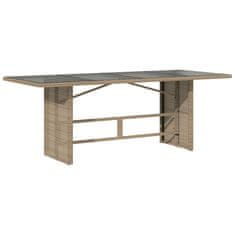 Vidaxl Záhradný stôl so sklenenou doskou béžový 190x80x74 cm polyratan