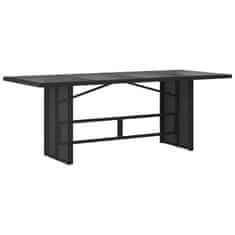 Vidaxl Záhradný stôl so sklenenou doskou čierny 190x80x74 cm polyratan