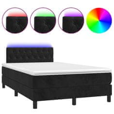 Petromila vidaXL Boxspring posteľ s matracom a LED, čierna 120x190 cm, zamat