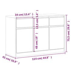 Petromila vidaXL Komoda SAUDA dub 114x43x75,5 cm borovicový masív