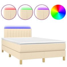 Petromila vidaXL Boxspring posteľ s matracom a LED krémová 120x190 cm látka