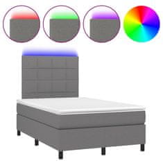 Petromila vidaXL Boxspring posteľ s matracom a LED, tmavosivá 120x190 cm, látka