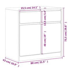 Petromila vidaXL Komoda SAUDA dub 80x43x75,5 cm borovicový masív