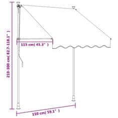 Vidaxl Zaťahovacia markíza antracitová 150x150 cm látka a oceľ