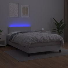 Petromila vidaXL Boxspring posteľ s matracom a LED, biela 120x190 cm, umelá koža