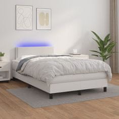 Petromila vidaXL Boxspring posteľ s matracom a LED, biela 120x190 cm, umelá koža