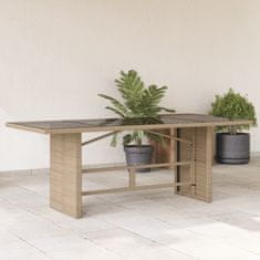 Petromila vidaXL Záhradný stôl so sklenenou doskou béžový 190x80x74 cm polyratan