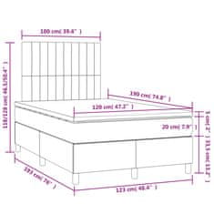 Petromila vidaXL Boxspring posteľ s matracom a LED, svetlosivá 120x190 cm, látka