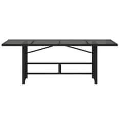 Vidaxl Záhradný stôl so sklenenou doskou čierny 190x80x74 cm polyratan