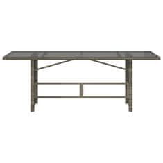 Petromila vidaXL Záhradný stôl so sklenenou doskou sivý 190x80x74 cm polyratan