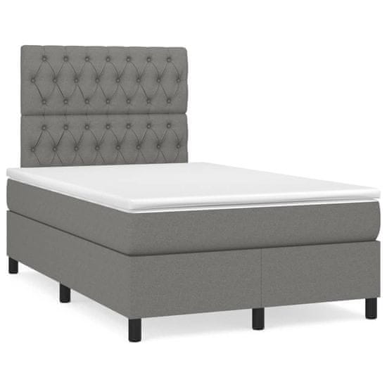 shumee Boxspring posteľ s matracom, tmavosivá 120x190 cm, látka