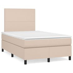 shumee Boxspring posteľ+matrac a LED, kapučínová 120x190cm, umelá koža