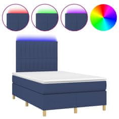 Petromila vidaXL Boxspring posteľ s matracom a LED modrá 120x190 cm látka