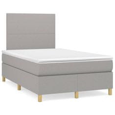 shumee Boxspring posteľ s matracom a LED, svetlosivá 120x190 cm, látka