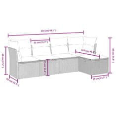 Petromila vidaXL 5-dielna záhradná súprava pohoviek s vankúšmi hnedá polyratan