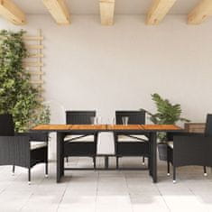 Petromila vidaXL Záhradný stôl s akáciovou doskou čierny 190x80x74 cm polyratan