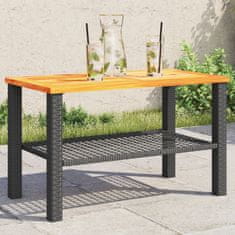 Petromila vidaXL Záhradný stôl čierny 70x38x42 cm polyratan akáciové drevo
