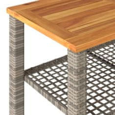 Petromila vidaXL Záhradný stôl sivý 70x38x42 cm polyratan akáciové drevo